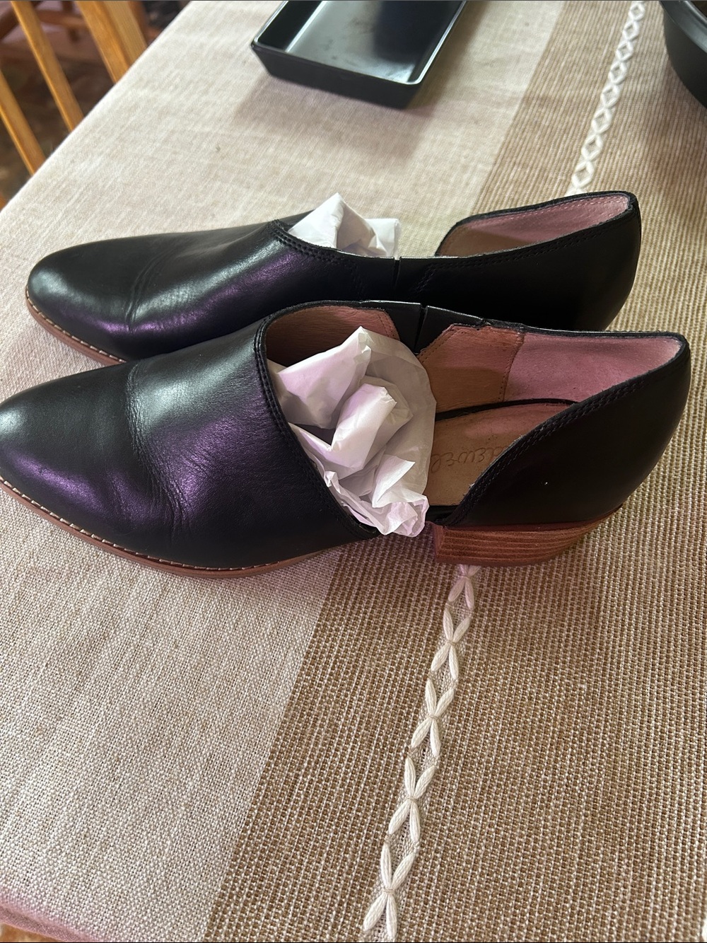Madewell Black Leather Slip-On Clogs with Stacked Heel